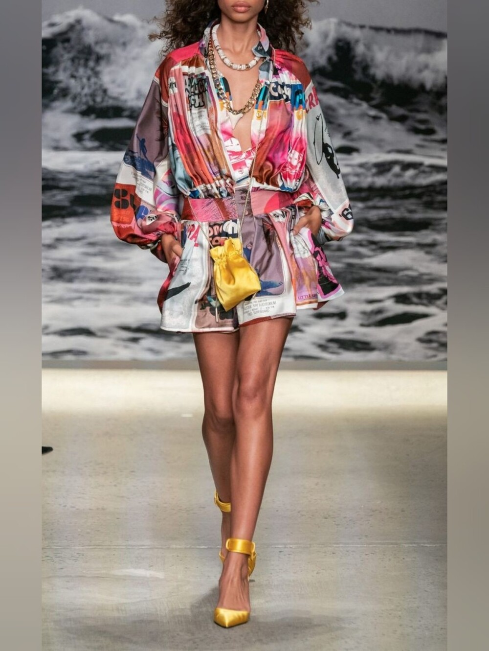 Zimmermann Pink Multi Printed Puff-Sleeve Mini Dress